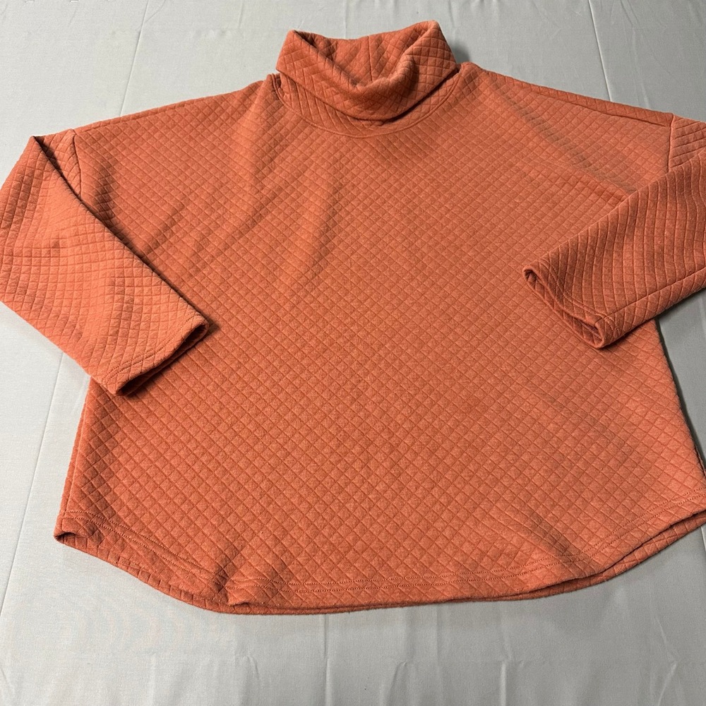 Southern‎ Tide Womens Quilted Cowl Neck Pullover Terracotta Orange Size L